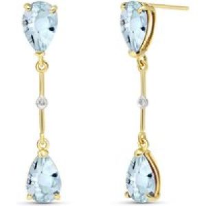 Aquamarine & Diamond Drop Earrings in 9ct Gold