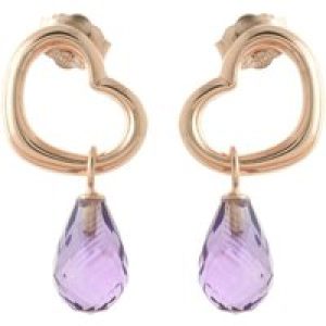Amethyst Marissa Heart Stud Drop Earrings in 9ct Rose Gold