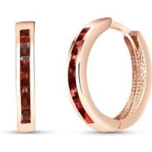 Garnet Isabel Mosaic Huggie Earrings in 9ct Rose Gold