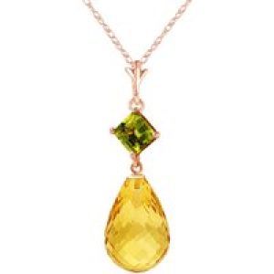 Citrine & Peridot Ada Dimensional Drop Pendant Necklace in 9ct Rose Gold