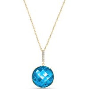 Blue Topaz & Diamond Blythe Embellished Pendant Necklace in 9ct Gold