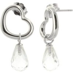 White Topaz Marissa Heart Stud Drop Earrings in 9ct White Gold