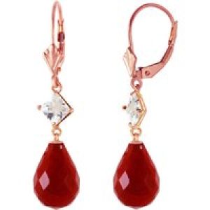 Ruby & White Topaz Ada Dimensional Drop Earrings in 9ct Rose Gold