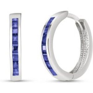 Sapphire Isabel Mosaic Huggie Earrings in 9ct White Gold