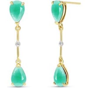 Emerald & Diamond Drop Earrings in 9ct Gold