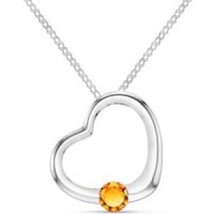Citrine Colette Heart Pendant Necklace in 9ct White Gold