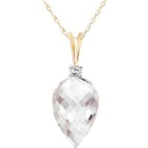 White Topaz & Diamond Gwen Dimensional Pendant Necklace in 9ct Gold