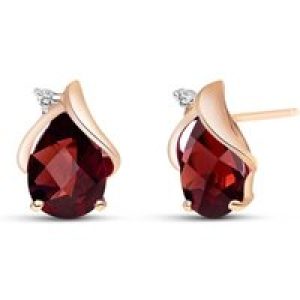 Garnet & Diamond Bethany Encased Stud Earrings in 9ct Rose Gold
