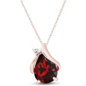 Garnet & Diamond Bethany Encased Pendant Necklace in 9ct Rose Gold