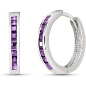 Amethyst Isabel Mosaic Huggie Earrings in 9ct White Gold