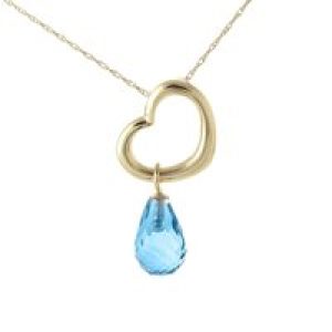 Blue Topaz Marissa Heart Drop Pendant Necklace in 9ct Gold