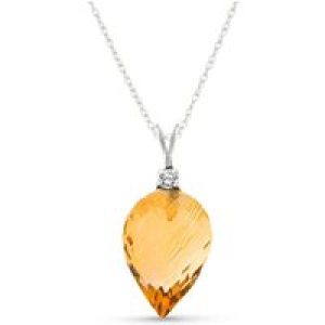 Citrine & Diamond Gwen Dimensional Pendant Necklace in 9ct White Gold