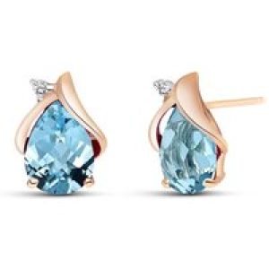 Blue Topaz & Diamond Bethany Encased Stud Earrings in 9ct Rose Gold