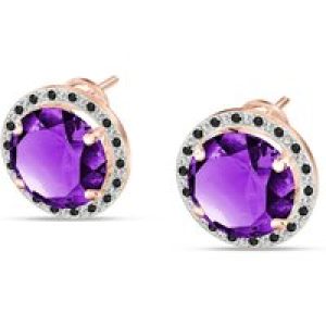 Amethyst & Diamond Octavia Halo Earrings in 9ct Rose Gold
