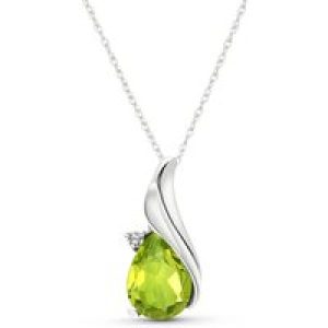 Peridot & Diamond Veronica Pendant Necklace in 9ct White Gold