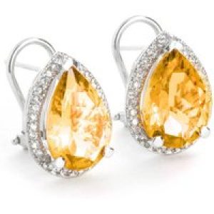 Citrine & Diamond Cerise Halo Stud Earrings in 9ct White Gold