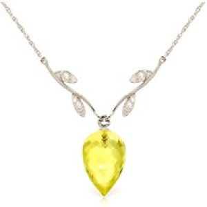 Lemon Quartz & Diamond Gwen Dimensional Vine Pendant Necklace in 9ct White Gold