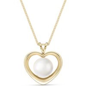 Pearl Cassandra Heart Framed Pendant Necklace in 9ct Gold