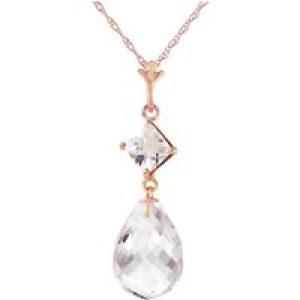 White Topaz Ada Dimensional Drop Pendant Necklace in 9ct Rose Gold