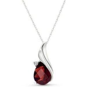 Garnet & Diamond Veronica Pendant Necklace in 9ct White Gold