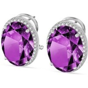 Amethyst & Diamond Penelope Halo Stud Earrings in 9ct White Gold