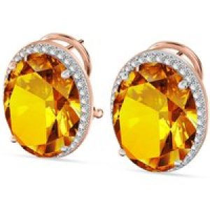 Citrine & Diamond Penelope Halo Stud Earrings in 9ct Rose Gold