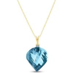Blue Topaz & Diamond Salma Dimensional Abstract Pendant Necklace in 9ct Gold