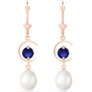 Pearl & Sapphire Ayla Belle Drop Earrings in 9ct Rose Gold