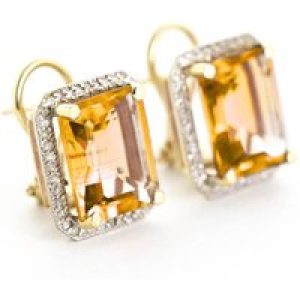 Citrine & Diamond Lydia Halo Stud Earrings in 9ct Gold