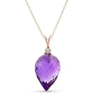 Amethyst & Diamond Gwen Dimensional Pendant Necklace in 9ct Rose Gold