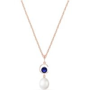 Pearl & Sapphire Ayla Belle Drop Pendant Necklace in 9ct Rose Gold