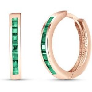 Emerald Isabel Mosaic Huggie Earrings in 9ct Rose Gold