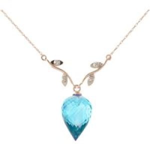 Blue Topaz & Diamond Gwen Dimensional Vine Pendant Necklace in 9ct Rose Gold