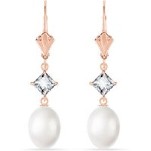 Pearl & White Topaz Ada Drop Earrings in 9ct Rose Gold
