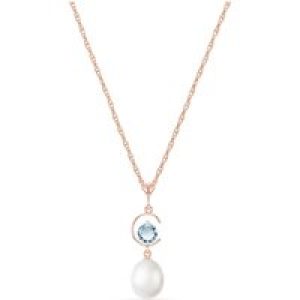 Pearl & Aquamarine Ayla Belle Drop Pendant Necklace in 9ct Rose Gold