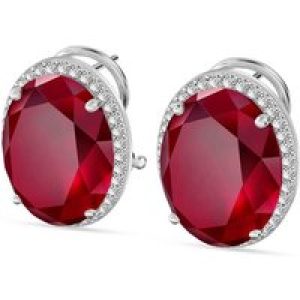Ruby & Diamond Eve Halo Stud Earrings in 9ct White Gold