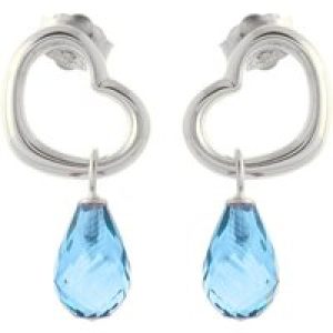 Blue Topaz Marissa Heart Stud Drop Earrings in 9ct White Gold