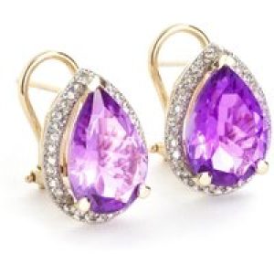 Amethyst & Diamond Cerise Halo Stud Earrings in 9ct Gold