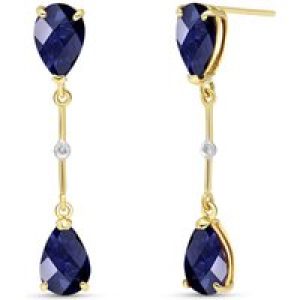 Sapphire & Diamond Drop Earrings in 9ct Gold