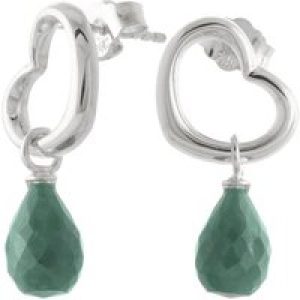 Emerald Marissa Heart Stud Drop Earrings in 9ct White Gold