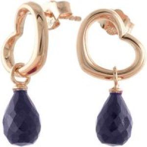 Sapphire Marissa Heart Stud Drop Earrings in 9ct Rose Gold