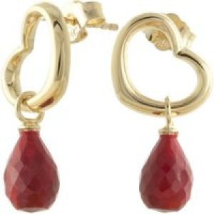 Ruby Marissa Heart Stud Drop Earrings in 9ct Gold
