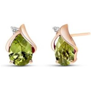Peridot & Diamond Bethany Encased Stud Earrings in 9ct Rose Gold