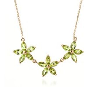 Peridot Petunia Floral Pendant Necklace in 9ct Rose Gold