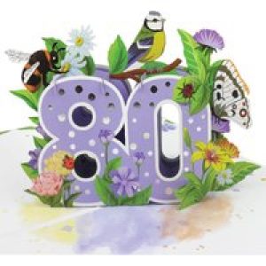 80th Birthday Floral Pop Up Card