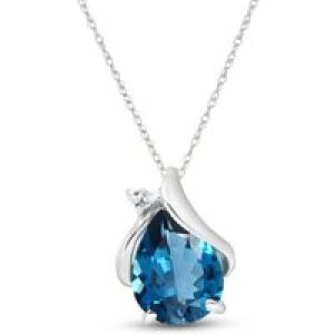 Blue Topaz & Diamond Bethany Encased Pendant Necklace in 9ct White Gold