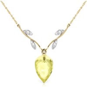 Lemon Quartz & Diamond Gwen Dimensional Vine Pendant Necklace in 9ct Gold