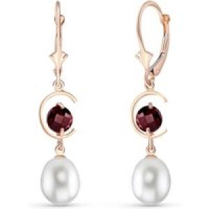Pearl & Garnet Ayla Belle Drop Earrings in 9ct Rose Gold