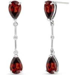 Garnet & Diamond Drop Earrings in 9ct White Gold