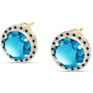Blue Topaz & Diamond Octavia Halo Earrings in 9ct Gold